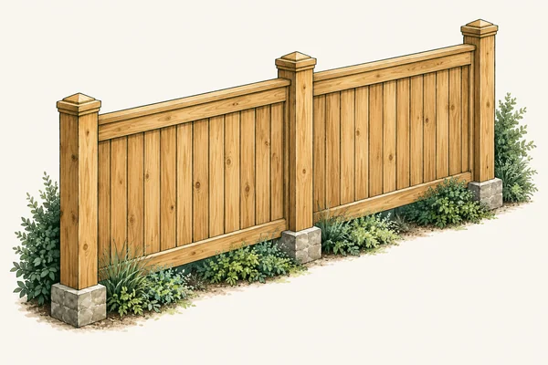 Wooden fence panels and posts