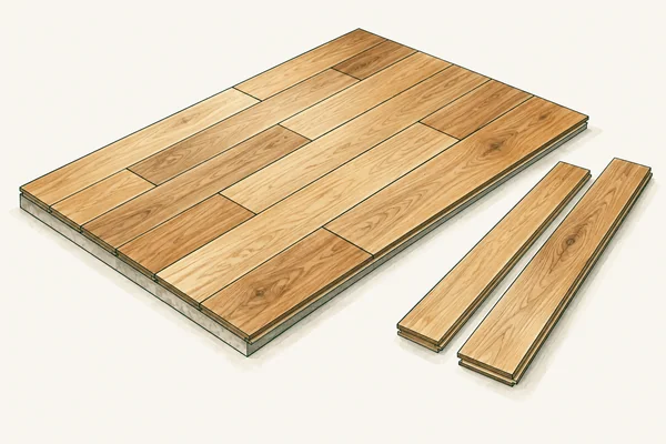 Wood flooring planks being laid