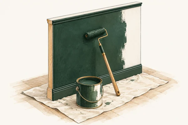 A wall being painted with a roller